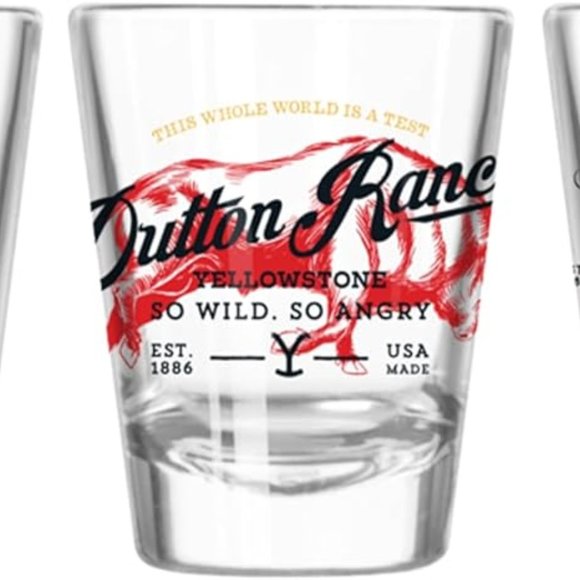 Yellowstone Dutton Ranch Icons Multi Badge 4PC Mini Shot Glass Set 4x1, 1.5OZ - Picture 4 of 6